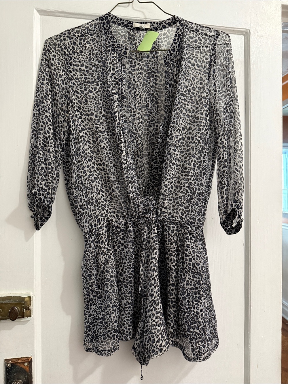 Joie Black and Gray Leopard Print Romper